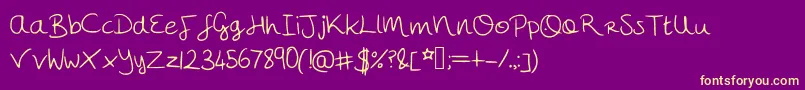 Megshand-Schriftart – Gelbe Schriften auf violettem Hintergrund