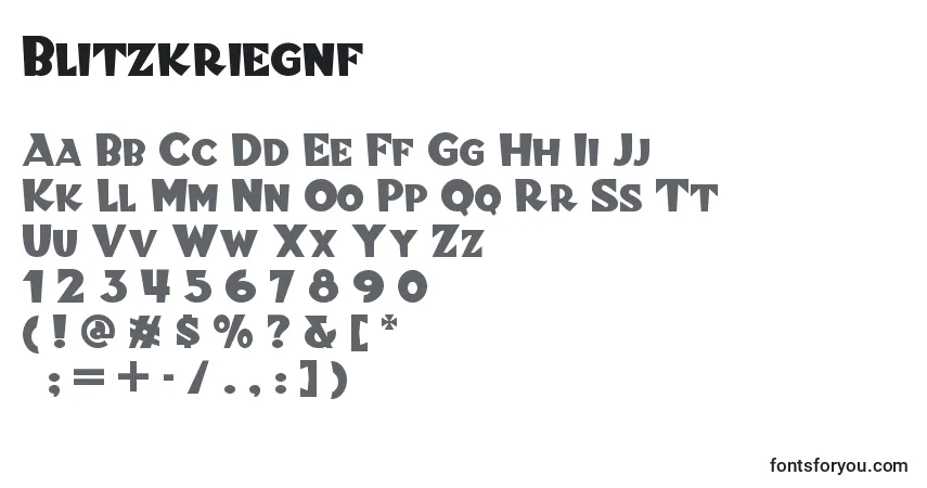 A fonte Blitzkriegnf (67493) – alfabeto, números, caracteres especiais