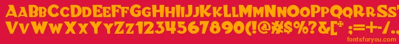 Blitzkriegnf-Schriftart – Orangefarbene Schriften auf rotem Hintergrund