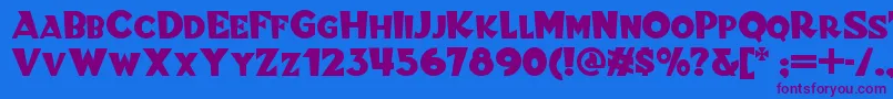Blitzkriegnf-Schriftart – Violette Schriften auf blauem Hintergrund