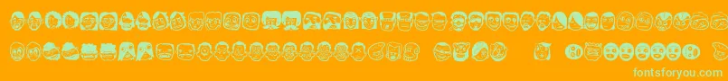 Thefreakyface-Schriftart – Grüne Schriften auf orangefarbenem Hintergrund