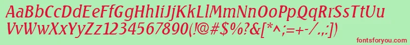 SeagulllhItalic Font – Red Fonts on Green Background