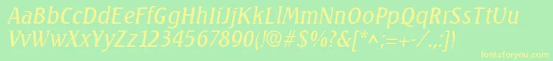 SeagulllhItalic Font – Yellow Fonts on Green Background