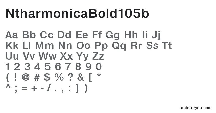 A fonte NtharmonicaBold105b – alfabeto, números, caracteres especiais