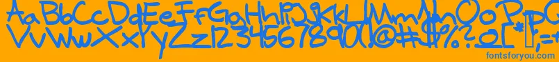 Samuels-Schriftart – Blaue Schriften auf orangefarbenem Hintergrund