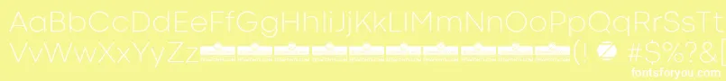 CodecColdExtralightTrial-Schriftart – Weiße Schriften auf gelbem Hintergrund
