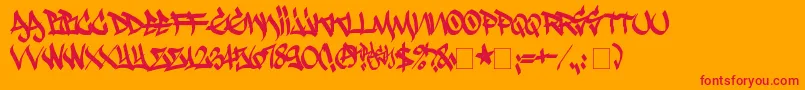 フォントKrash – オレンジの背景に赤い文字