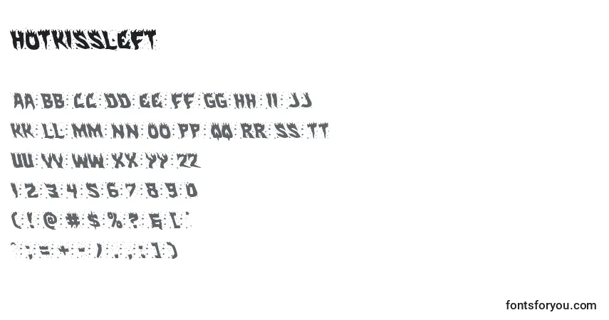 Schriftart Hotkissleft – Alphabet, Zahlen, spezielle Symbole