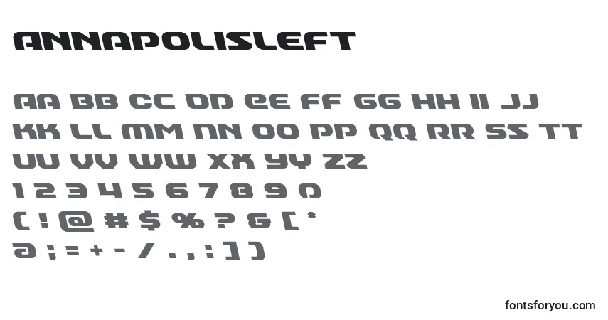 Annapolisleftフォント–アルファベット、数字、特殊文字