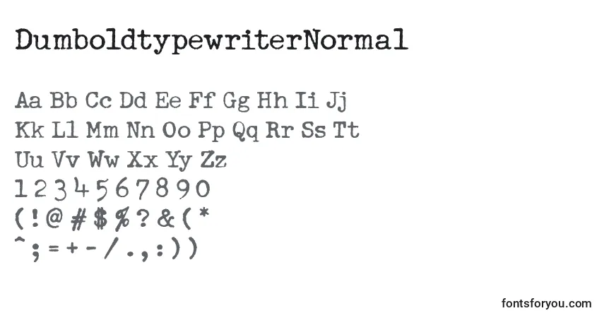 Czcionka DumboldtypewriterNormal – alfabet, cyfry, specjalne znaki