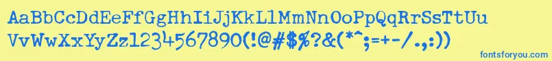 DumboldtypewriterNormal Font – Blue Fonts on Yellow Background