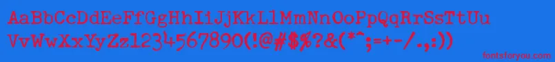 DumboldtypewriterNormal Font – Red Fonts on Blue Background