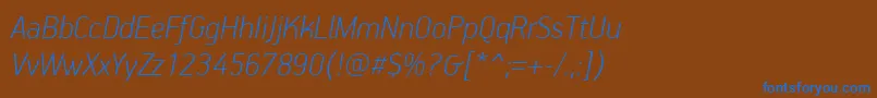 PfhandbookproThinitalic-Schriftart – Blaue Schriften auf braunem Hintergrund