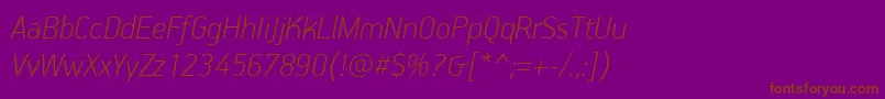 Czcionka PfhandbookproThinitalic – brązowe czcionki na fioletowym tle