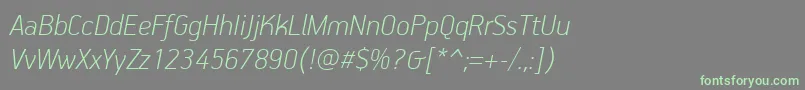 Шрифт PfhandbookproThinitalic – зелёные шрифты на сером фоне
