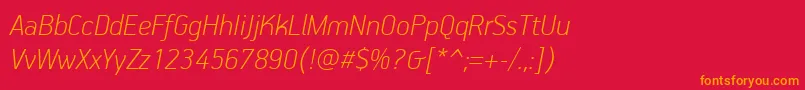 PfhandbookproThinitalic Font – Orange Fonts on Red Background