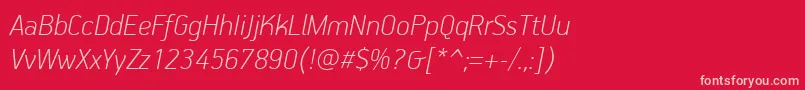 Шрифт PfhandbookproThinitalic – розовые шрифты на красном фоне