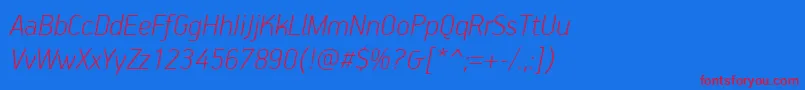 PfhandbookproThinitalic-fontti – punaiset fontit sinisellä taustalla