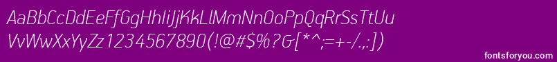 Шрифт PfhandbookproThinitalic – белые шрифты на фиолетовом фоне