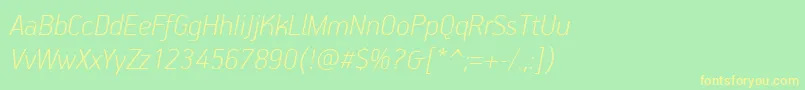 PfhandbookproThinitalic-fontti – keltaiset fontit vihreällä taustalla
