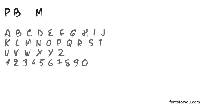 A fonte PwBrushMe – alfabeto, números, caracteres especiais