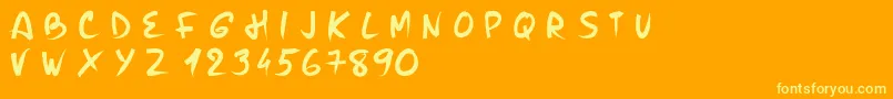 Fonte PwBrushMe – fontes amarelas em um fundo laranja