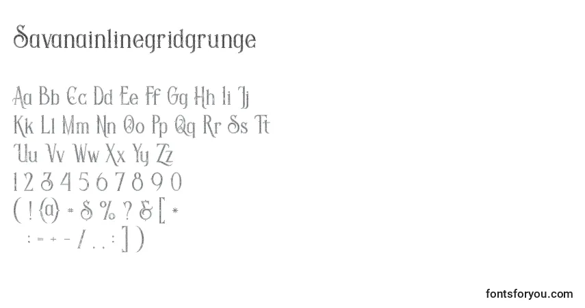 Savanainlinegridgrunge (67511)フォント–アルファベット、数字、特殊文字