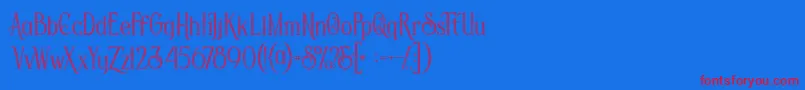 Savanainlinegridgrunge-Schriftart – Rote Schriften auf blauem Hintergrund