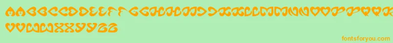 フォントEternalLove – オレンジの文字が緑の背景にあります。