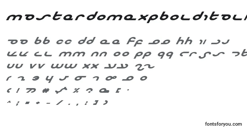 Schriftart MasterdomExpBoldItalic – Alphabet, Zahlen, spezielle Symbole