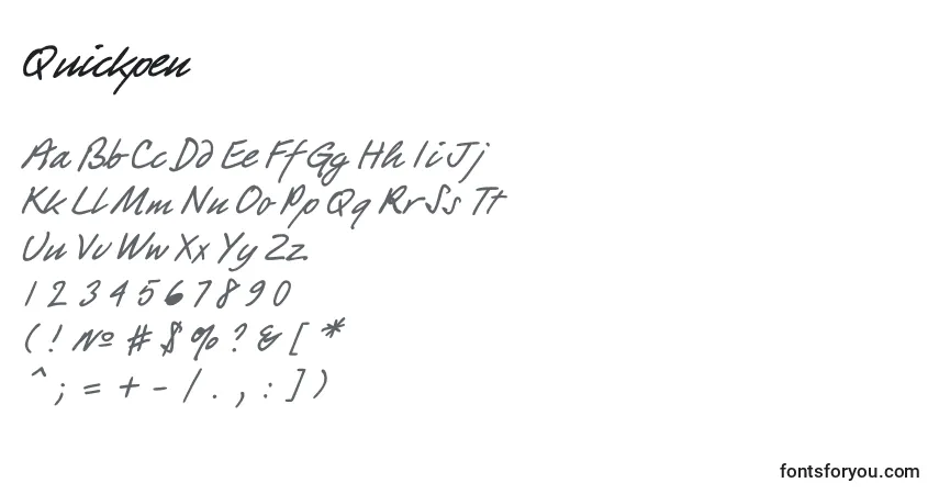 Schriftart Quickpen – Alphabet, Zahlen, spezielle Symbole