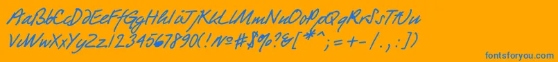 Quickpen Font – Blue Fonts on Orange Background
