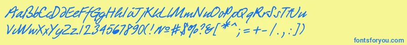 Quickpen Font – Blue Fonts on Yellow Background