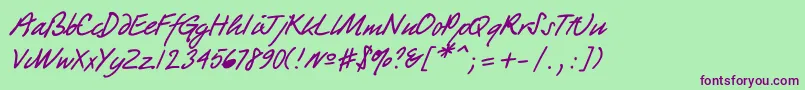 Quickpen Font – Purple Fonts on Green Background