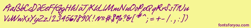 Quickpen Font – Purple Fonts on Yellow Background