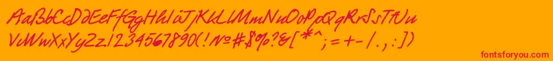 Quickpen Font – Red Fonts on Orange Background