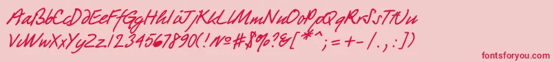 Quickpen-Schriftart – Rote Schriften auf rosa Hintergrund