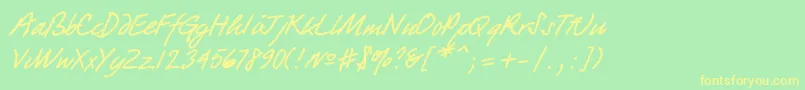Quickpen Font – Yellow Fonts on Green Background