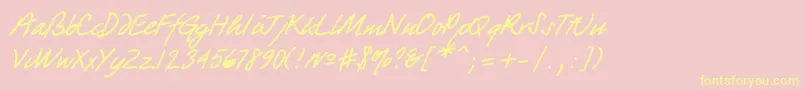Quickpen Font – Yellow Fonts on Pink Background
