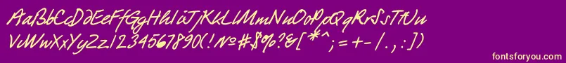 Quickpen Font – Yellow Fonts on Purple Background