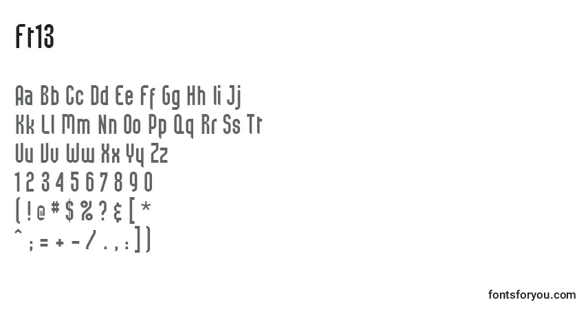 Czcionka Ft13 – alfabet, cyfry, specjalne znaki