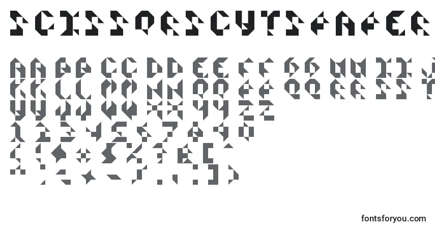 A fonte ScissorsCutsPaper – alfabeto, números, caracteres especiais
