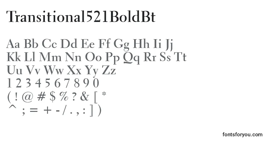 A fonte Transitional521BoldBt – alfabeto, números, caracteres especiais