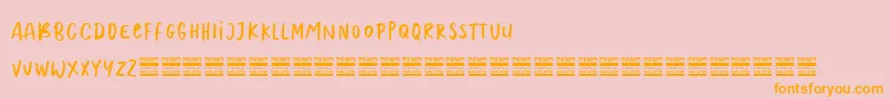 MoolrysDemo-Schriftart – Orangefarbene Schriften auf rosa Hintergrund