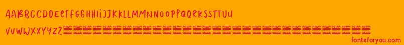 MoolrysDemo-Schriftart – Rote Schriften auf orangefarbenem Hintergrund