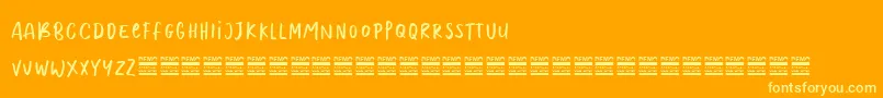 MoolrysDemo-Schriftart – Gelbe Schriften auf orangefarbenem Hintergrund