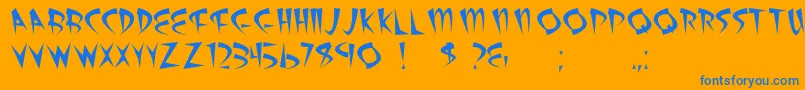 Atomic Sushi Font – Blue Fonts on Orange Background