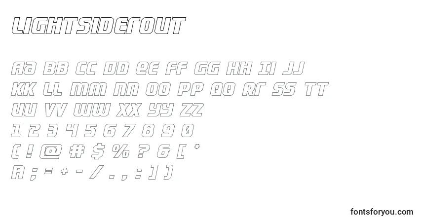 Schriftart Lightsiderout – Alphabet, Zahlen, spezielle Symbole