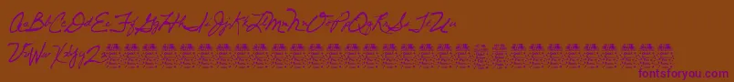 DancingpamDemo Font – Purple Fonts on Brown Background