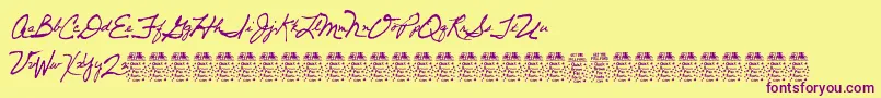 DancingpamDemo Font – Purple Fonts on Yellow Background